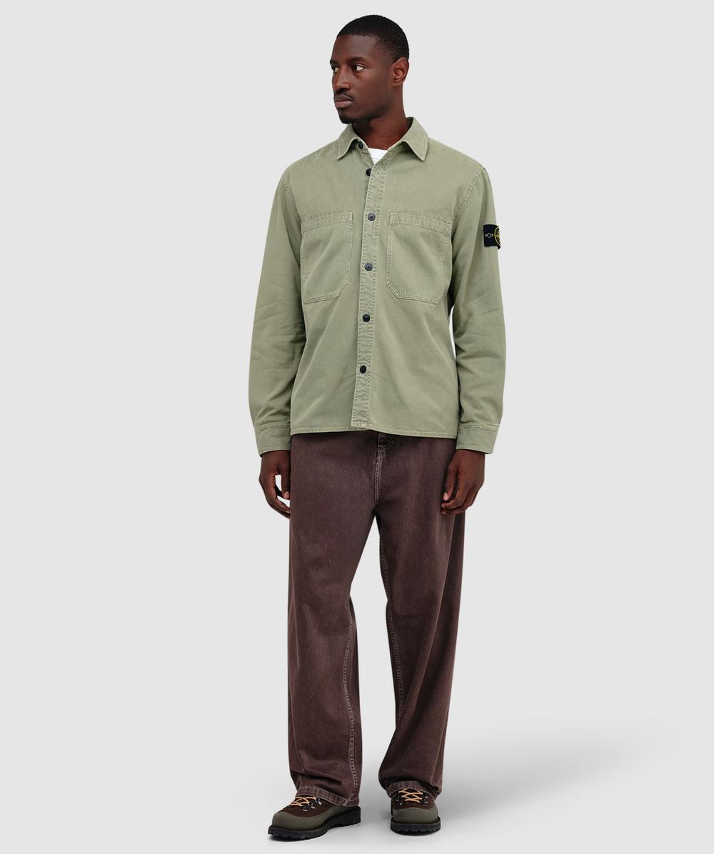 Stone Island Panama old effect cotton overshirt | SAGE | SEVENSTORE