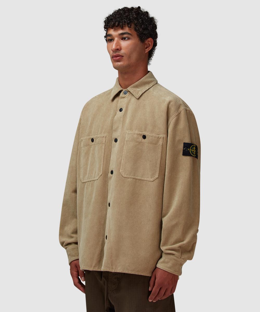 Stone Island 800 corduroy button overshirt | DESERT | SEVENSTORE