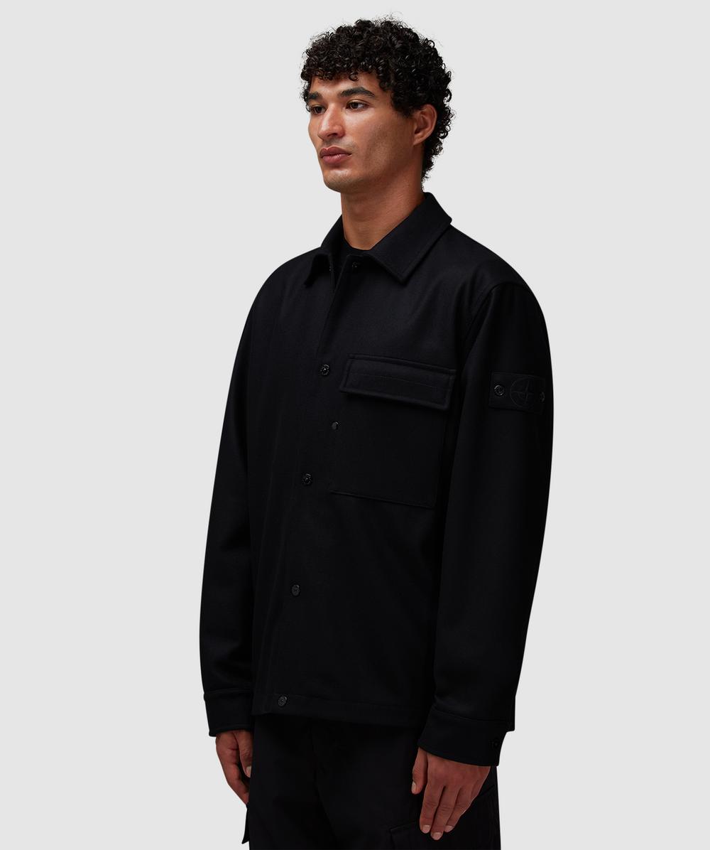 黒*龍様 STONE  Ghost over shirt Stone Island Ghost nylon wool overshirt | BLACK | SEVENSTORE