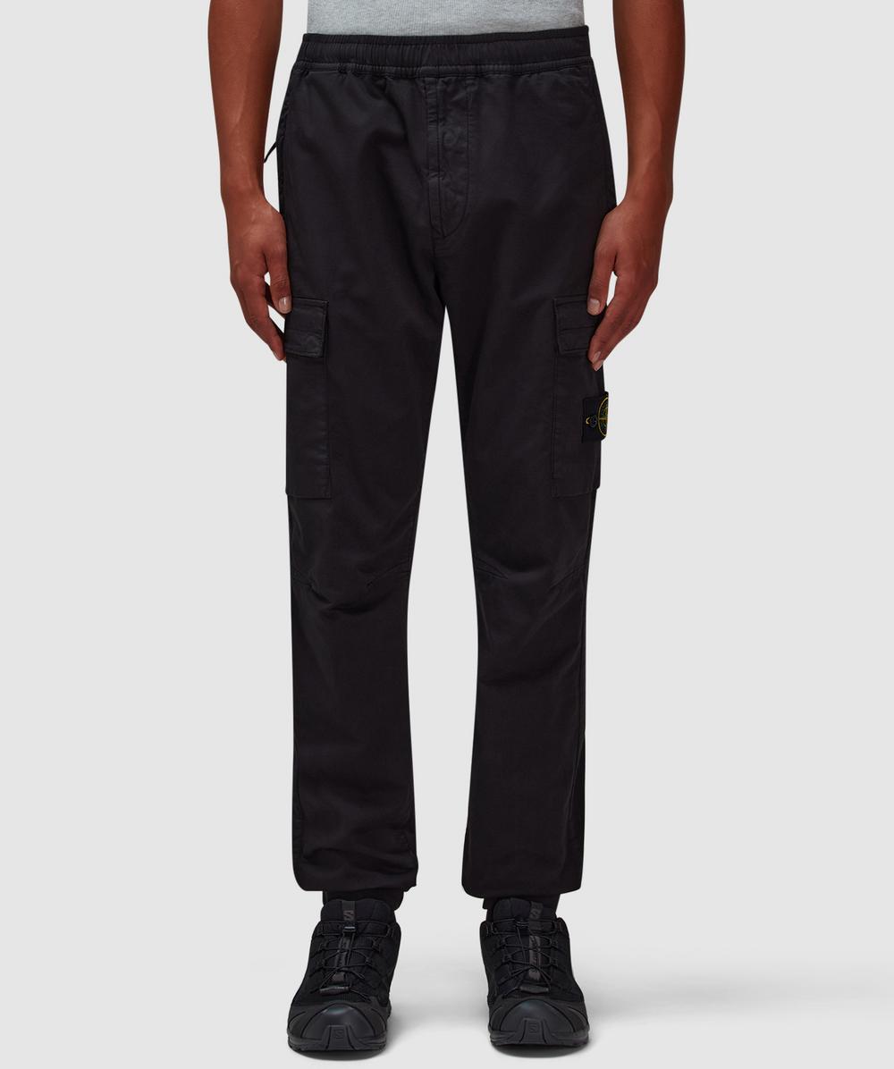 Stone Island Organic Cotton Cargo Pant In Black