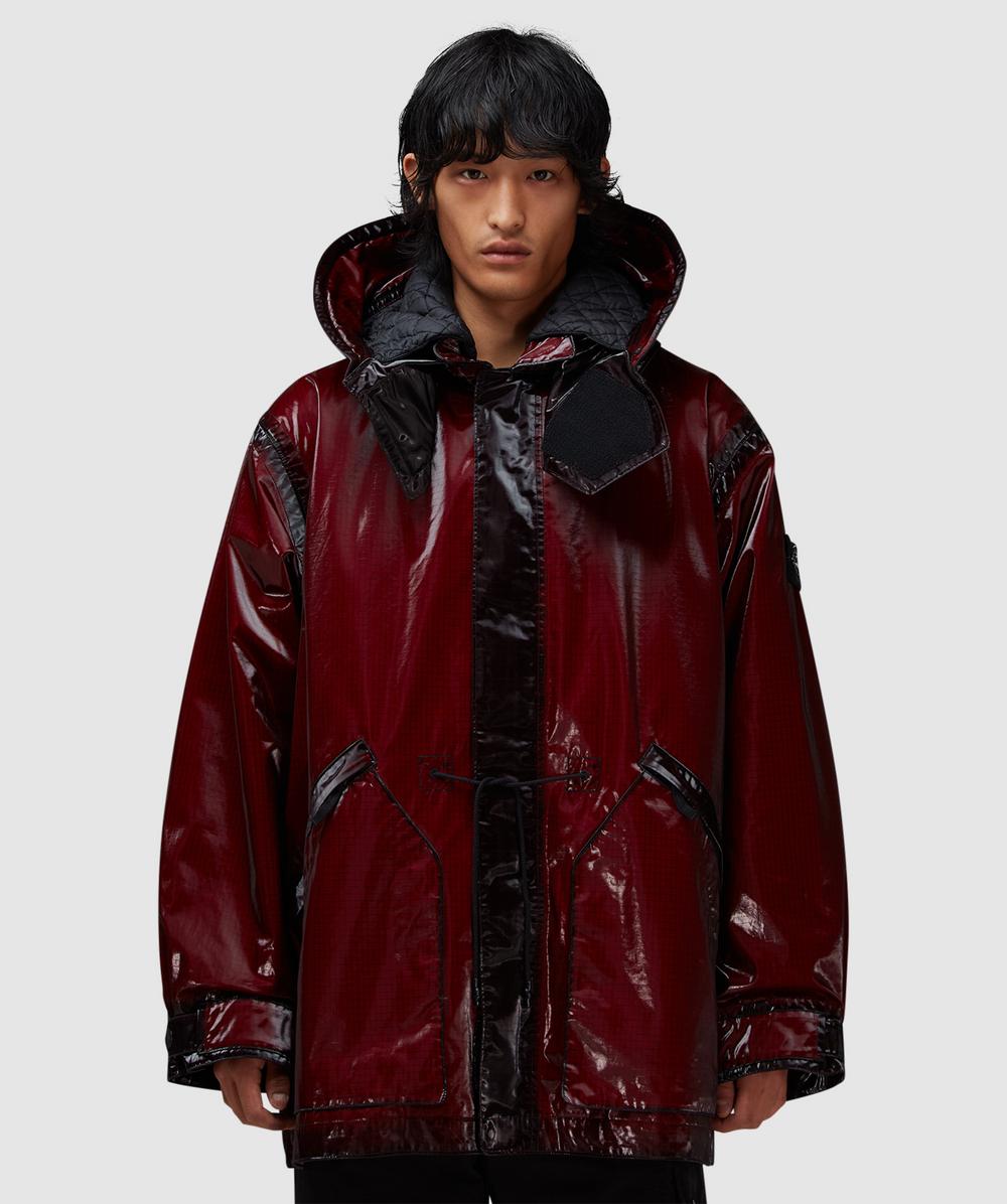 Stone Island Ripstop Prismatico Short Parka Jacket (Burgundy - Xl) - Size XL, Male