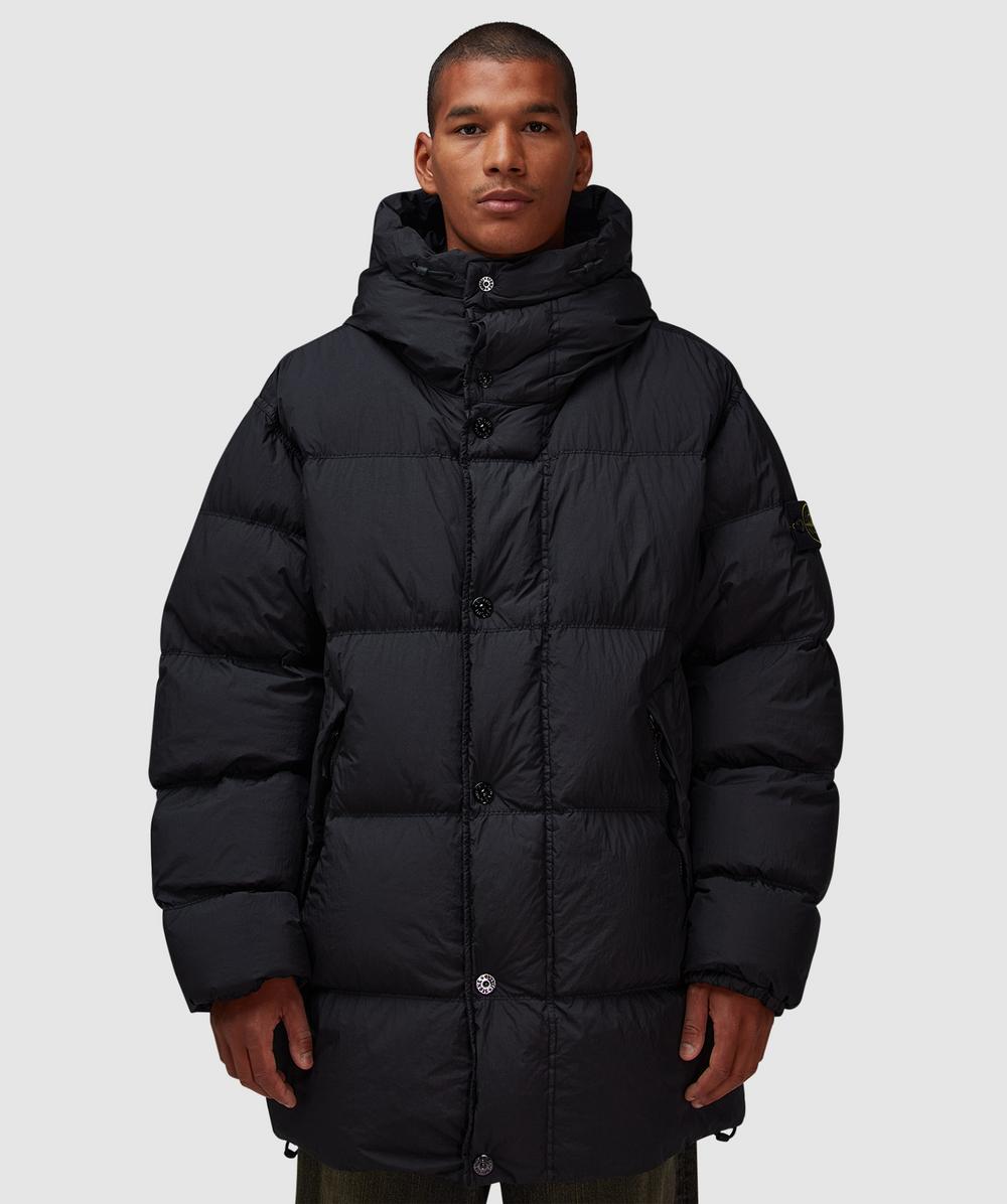 Stone Island Crinkle Reps Down Parka Jacket (Black - Xl) - Size XL, Male