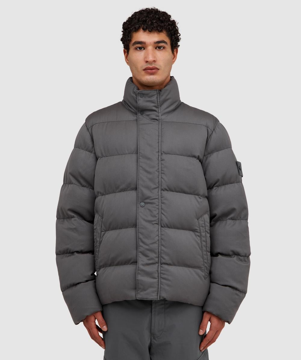 Stone Island Ghost twill wool down jacket | DARK GREY | SEVENSTORE