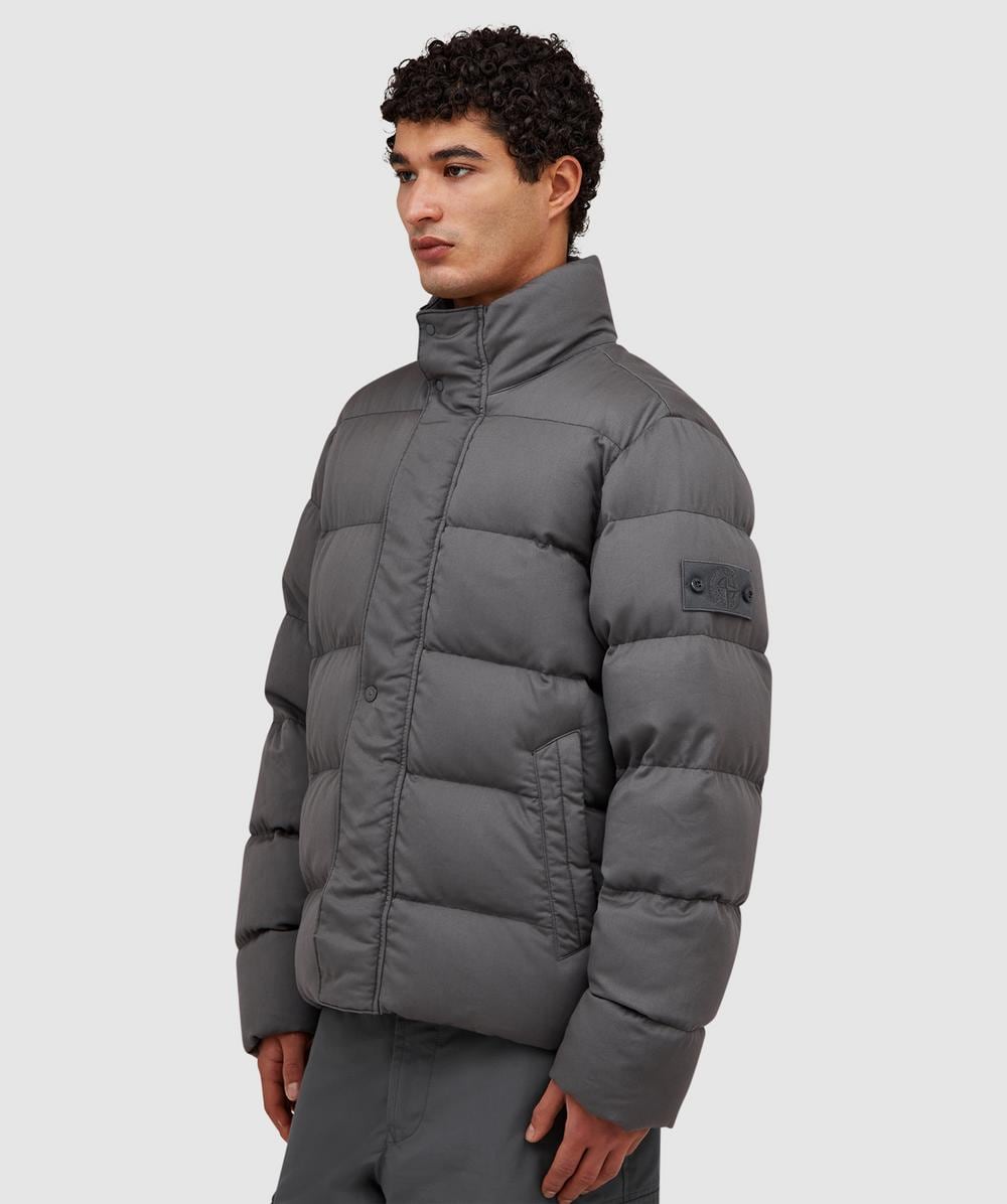 Stone Island Ghost twill wool down jacket | DARK GREY | SEVENSTORE