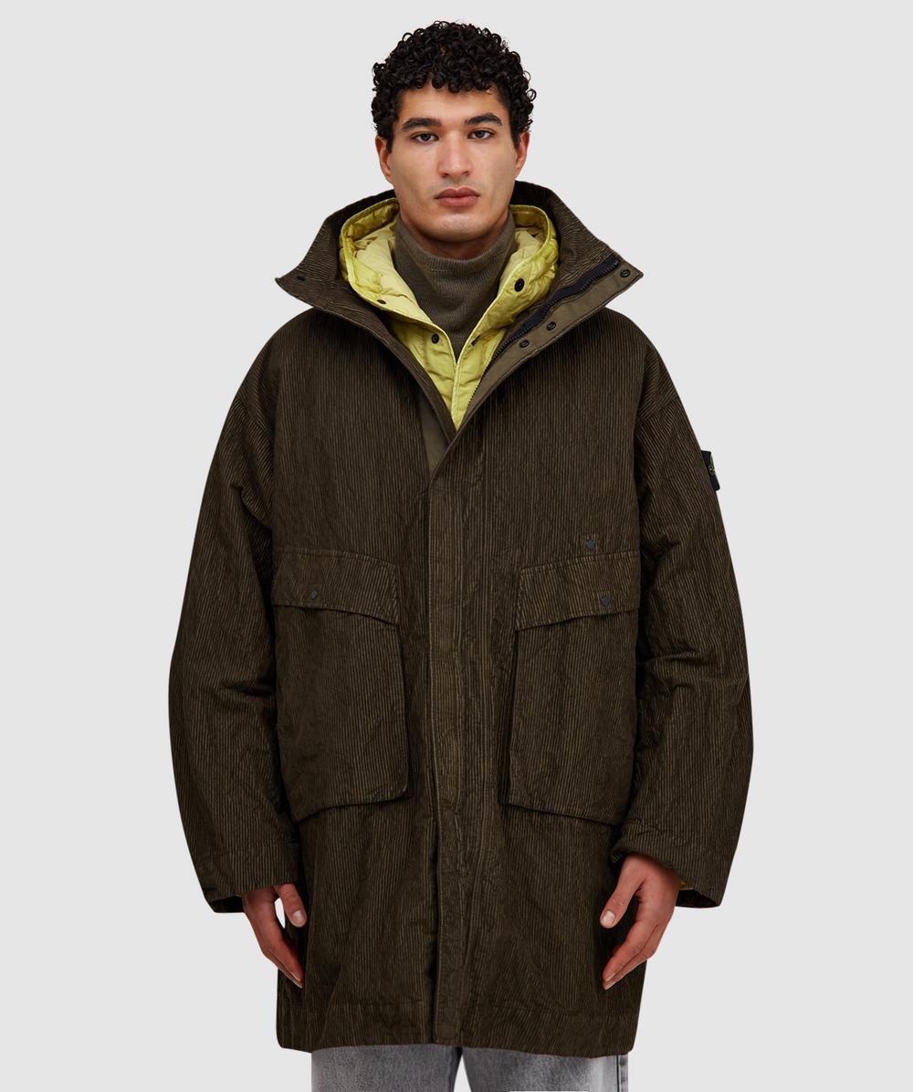 Stone Island Wrinkled corduroy 500-TC parka jacket | MILITARY