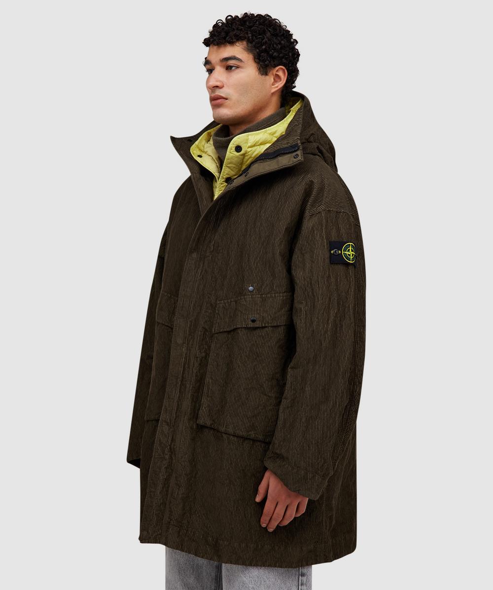 Stone Island Wrinkled corduroy 500-TC parka jacket | MILITARY