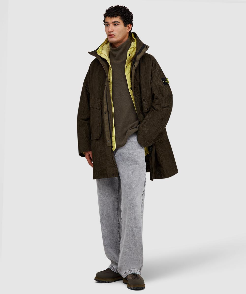 Stone Island Wrinkled corduroy 500-TC parka jacket | MILITARY