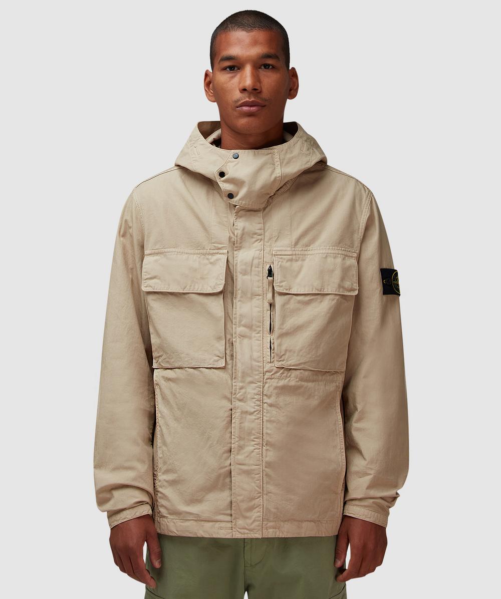 Stone Island Canvas Weave Utility Parka Jacket (Desert - Xl) - Size XL, Male
