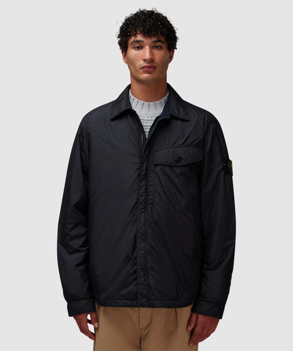 Stone Island Crinkle R-ny Short Parka Jacket In Black