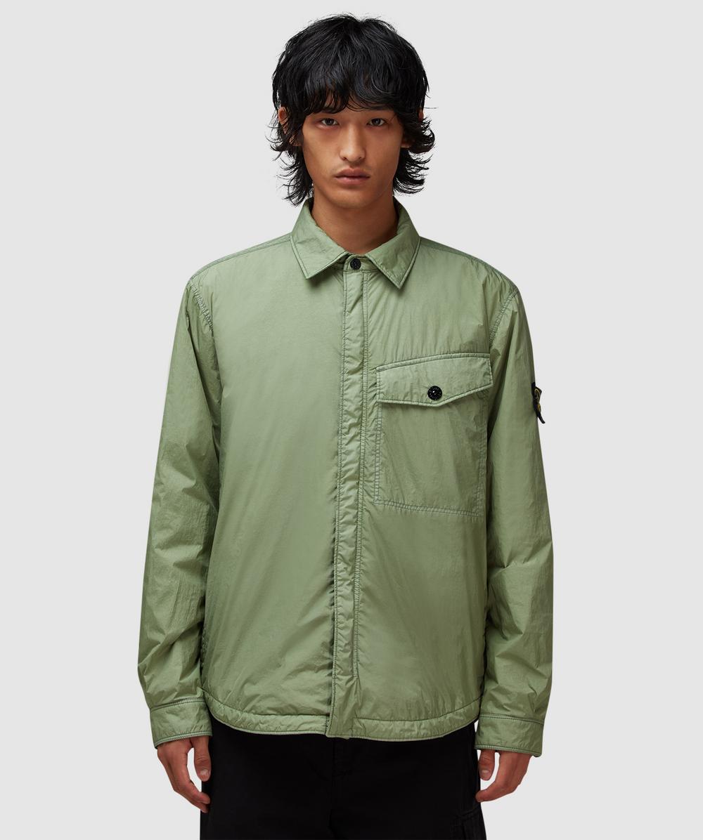 Stone Island Crinkle Reps Ny Overshirt (Sage - L) - Size L, Male