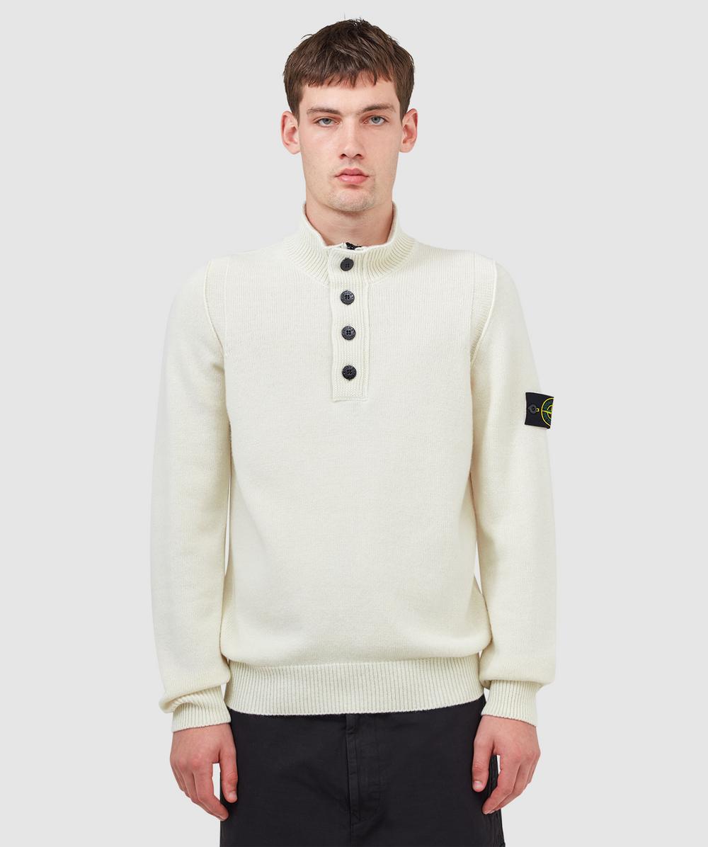 Stone Island Compass-badge Wool Blend Jumper In White