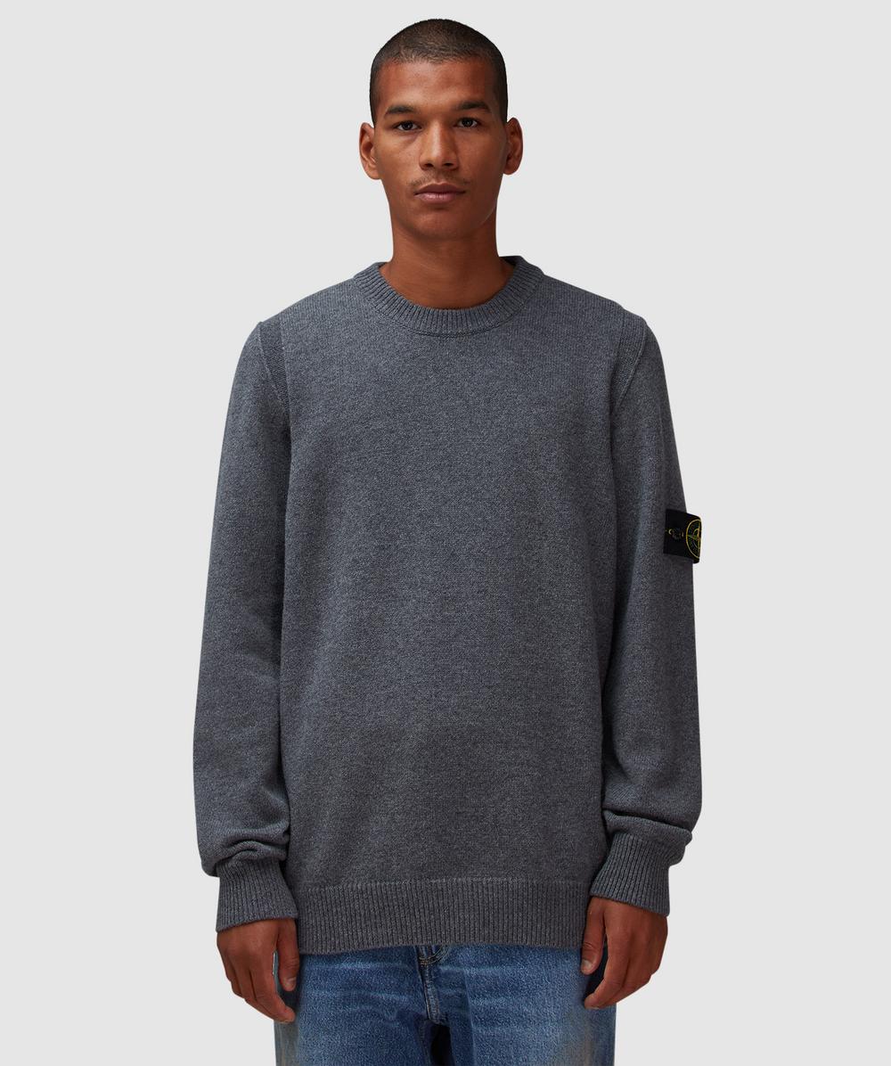 Stone Island Lambswool Sweater (Cement Melange - Xxl) - Size XXL, Male