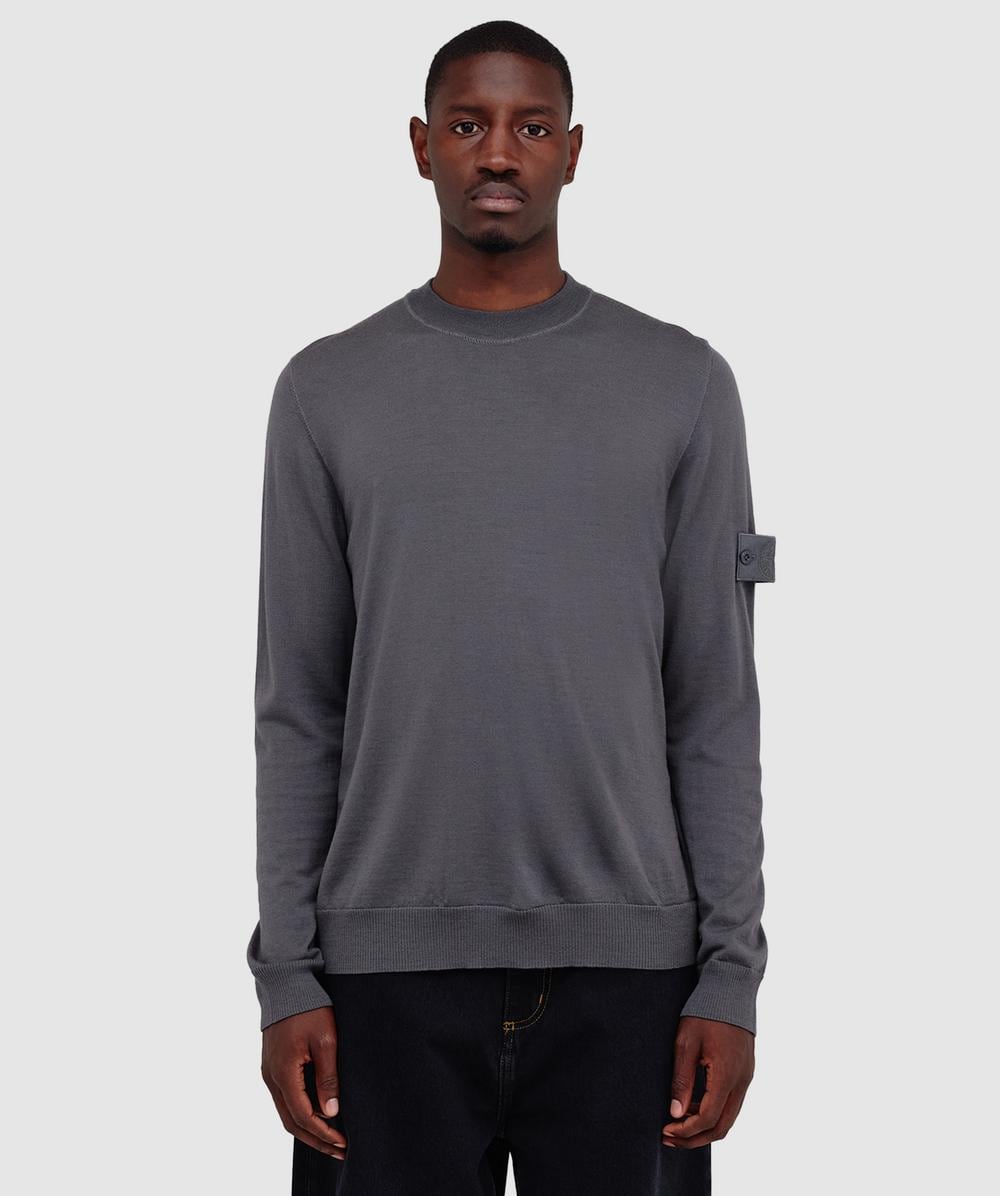 Stone Island Ghost Light Wool Knit Sweater In Gray