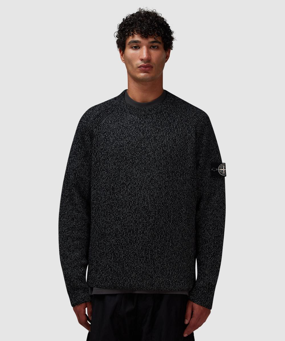 Stone Island Reflective Knit Sweater (Black Melange - L) - Size L, Male