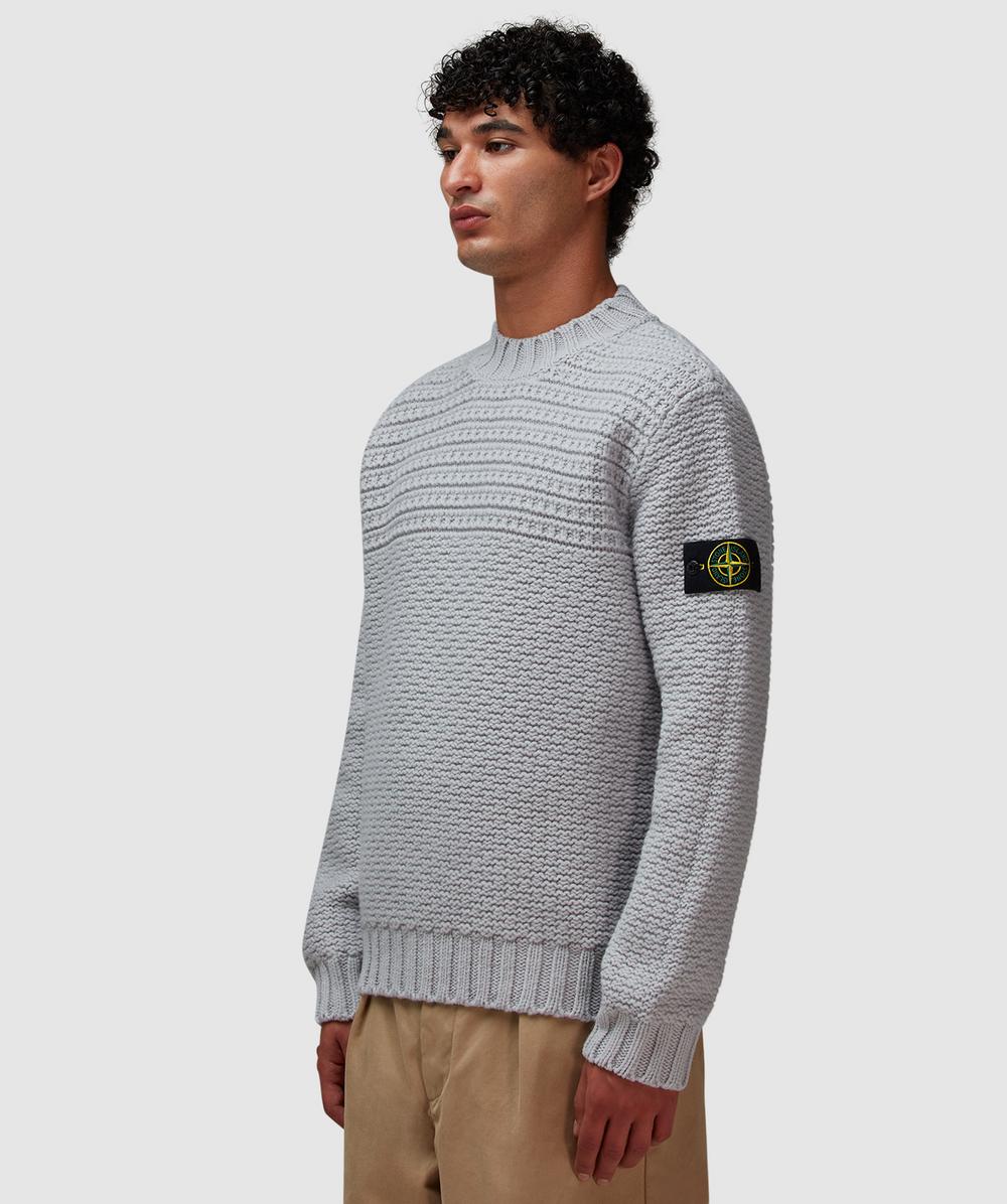 Stone Island Pure wool stitch knit sweater | PEARL GREY | SEVENSTORE