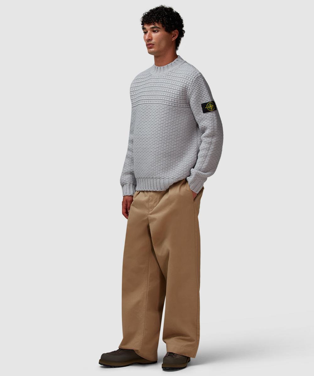 Stone Island Pure wool stitch knit sweater | PEARL GREY | SEVENSTORE