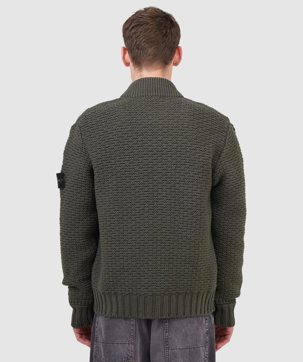 Stone Island Pure wool stitch zipped cardigan | MILITARY GREEN