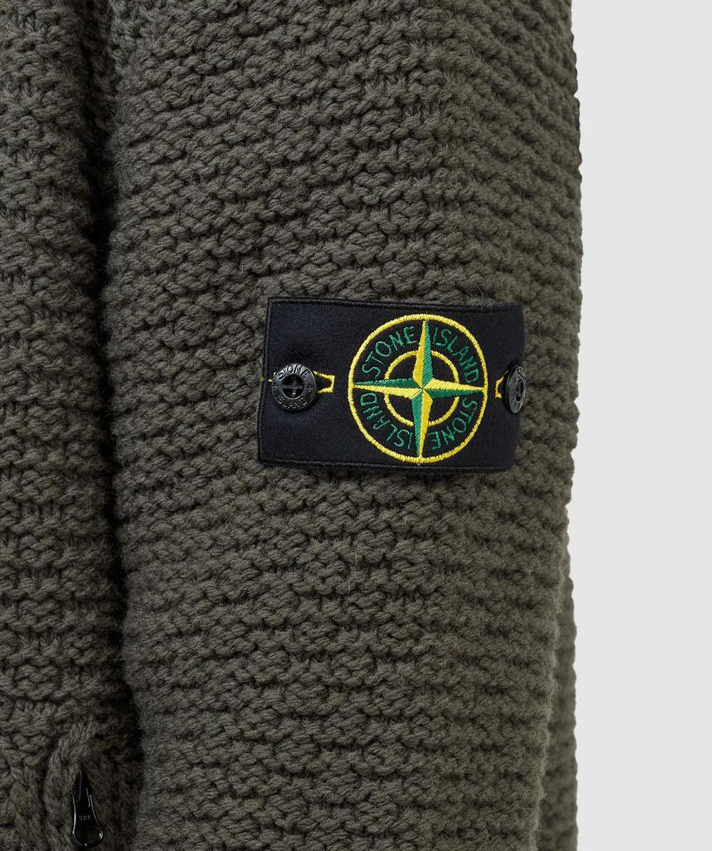 Stone Island Pure wool stitch zipped cardigan | MILITARY GREEN