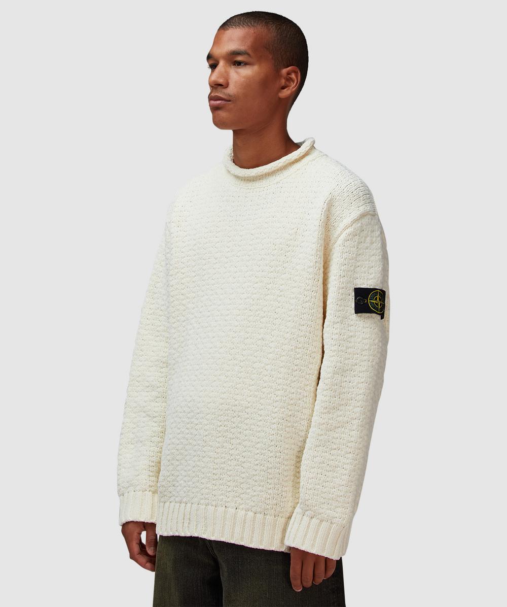 Stone Island Chenille mock neck sweater | IVORY | SEVENSTORE