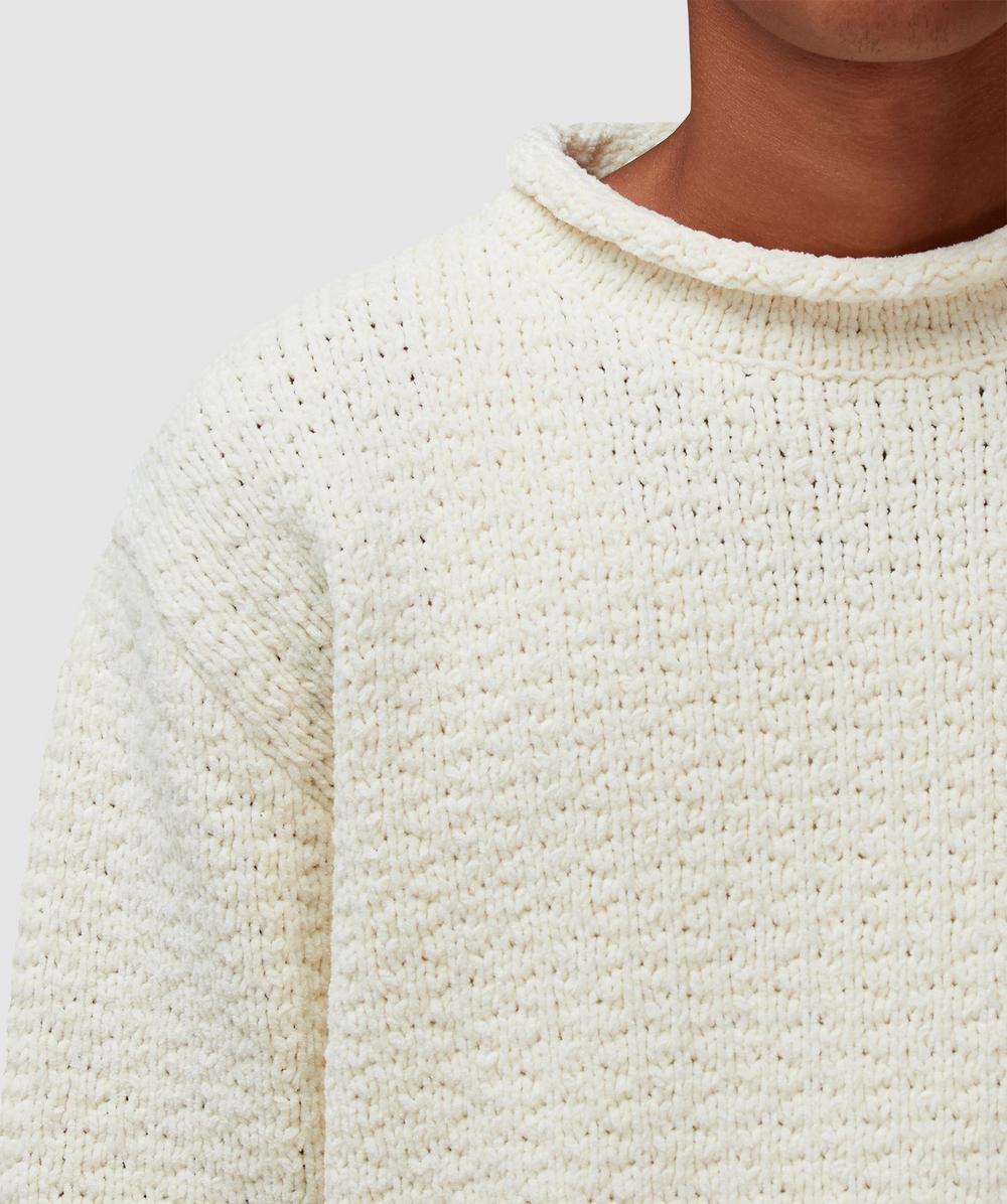 トップス STONE  moc neck knit sweater Stone Island Chenille mock neck sweater | IVORY | SEVENSTORE