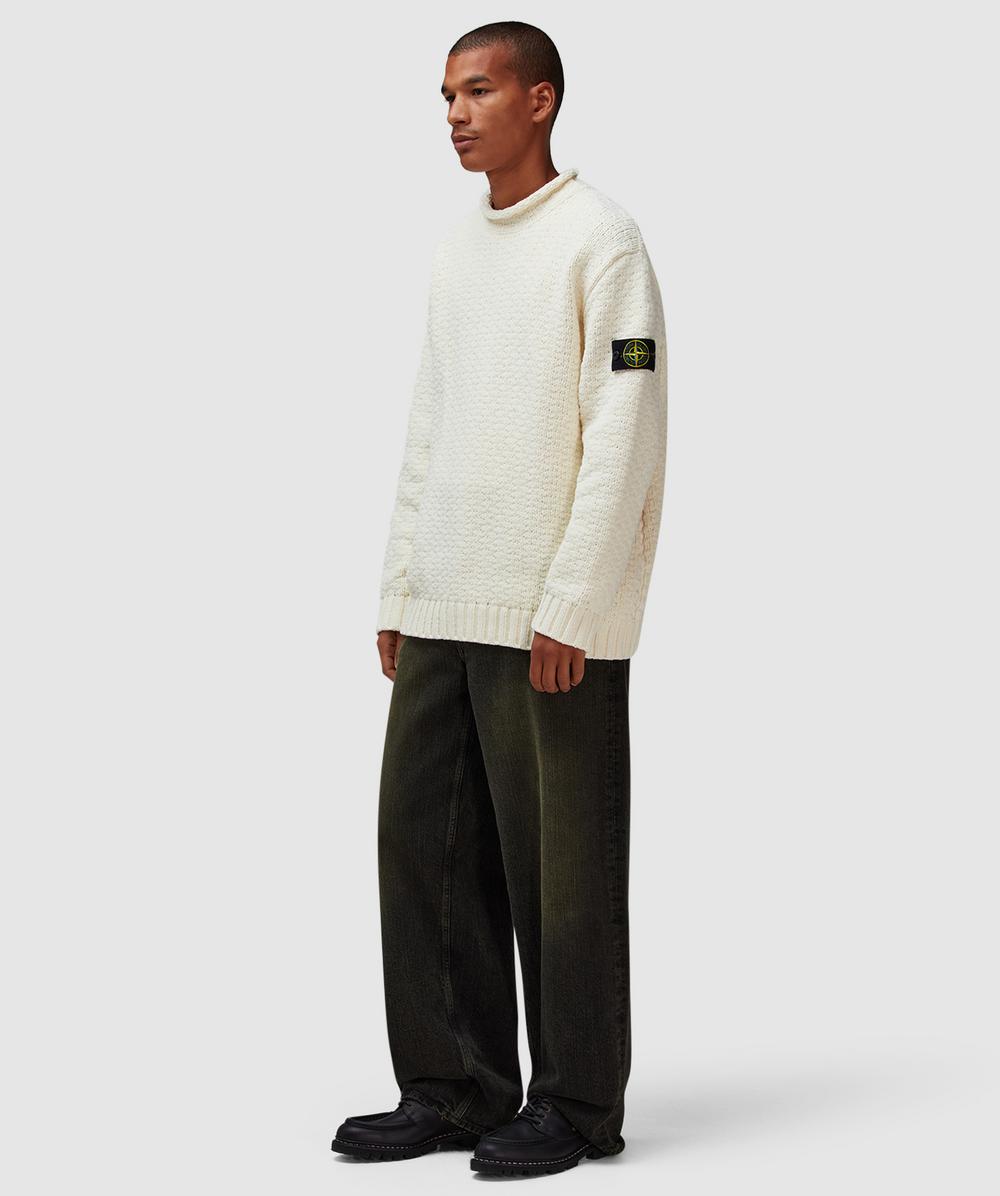 トップス STONE  moc neck knit sweater Gray Mock Neck Sweater by Stone Island on Sale