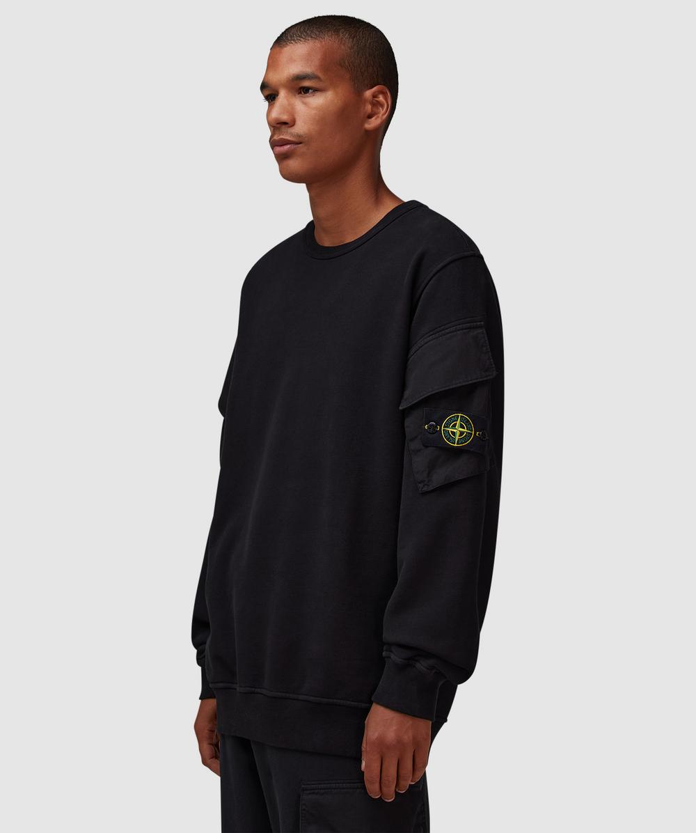 Stone Island Garment dyed pocket sweater | BLACK | SEVENSTORE