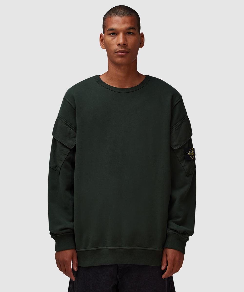 Stone Island Garment Dyed Pocket Sweater (Juniper - Xl) - Size XL, Male