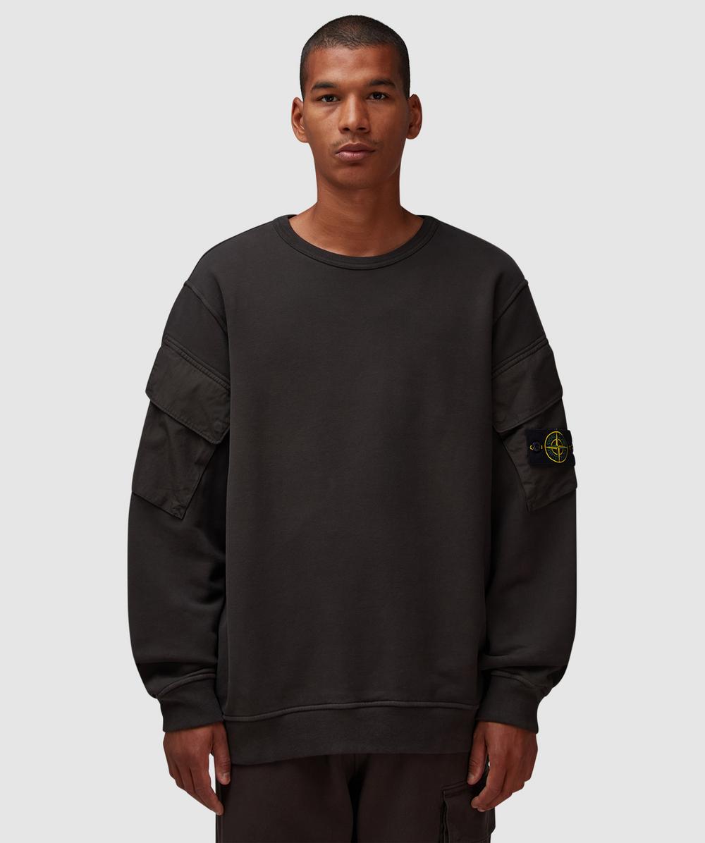 [STONE ]★Crewneck Sweatshirt with Pockets★Lead Grey STONE ISLAND Sleeve Pockets Crewneck 'Lead Grey' 791560577-V0062