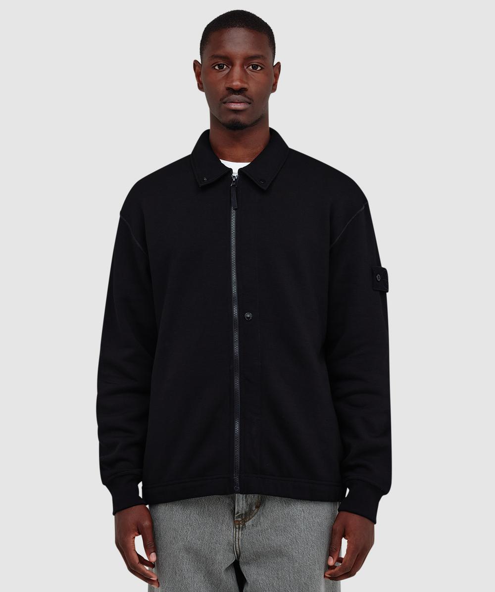 Stone Island Ghost wool fleece zipped track jacket | BLACK