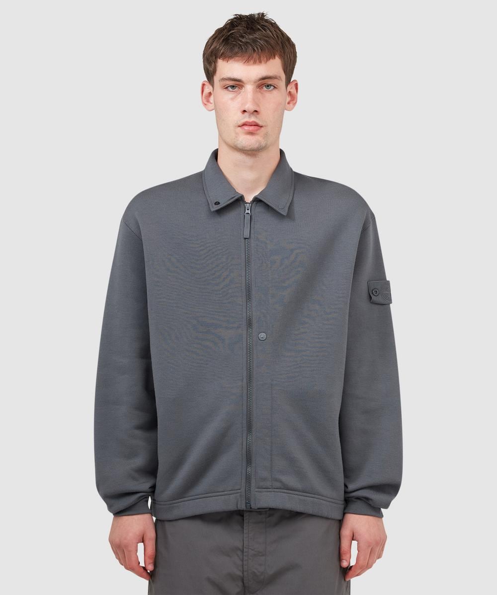 Stone Island Ghost wool fleece zipped track jacket | DARK GREY