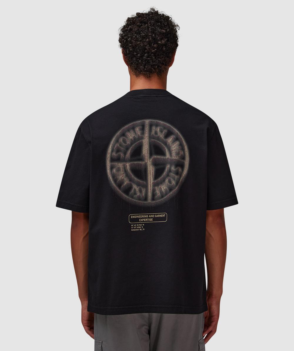 Stone Island Bleeding Numbers Compass T-shirt In Black