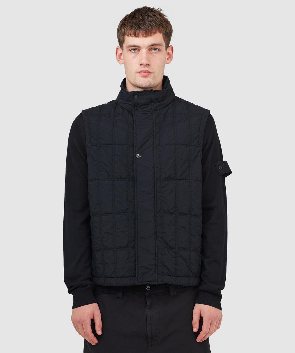 Stone Island Ghost Smerigliation Quilt Vest In Black