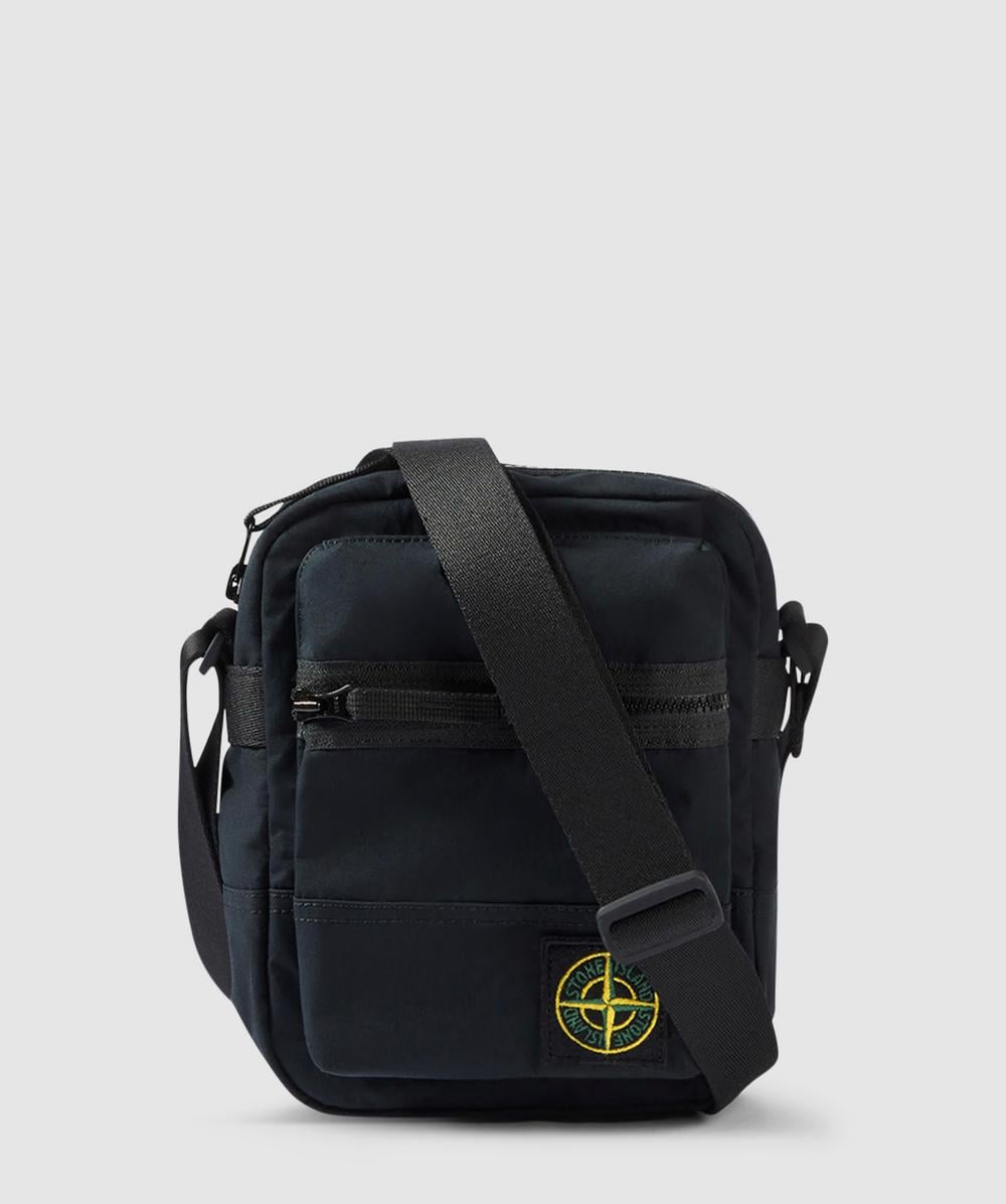 Stone Island Aluminium Tela Pouch Bag In Black