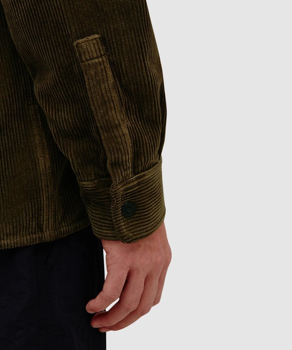 Stone Island 800 corduroy button overshirt | MILITARY GREEN