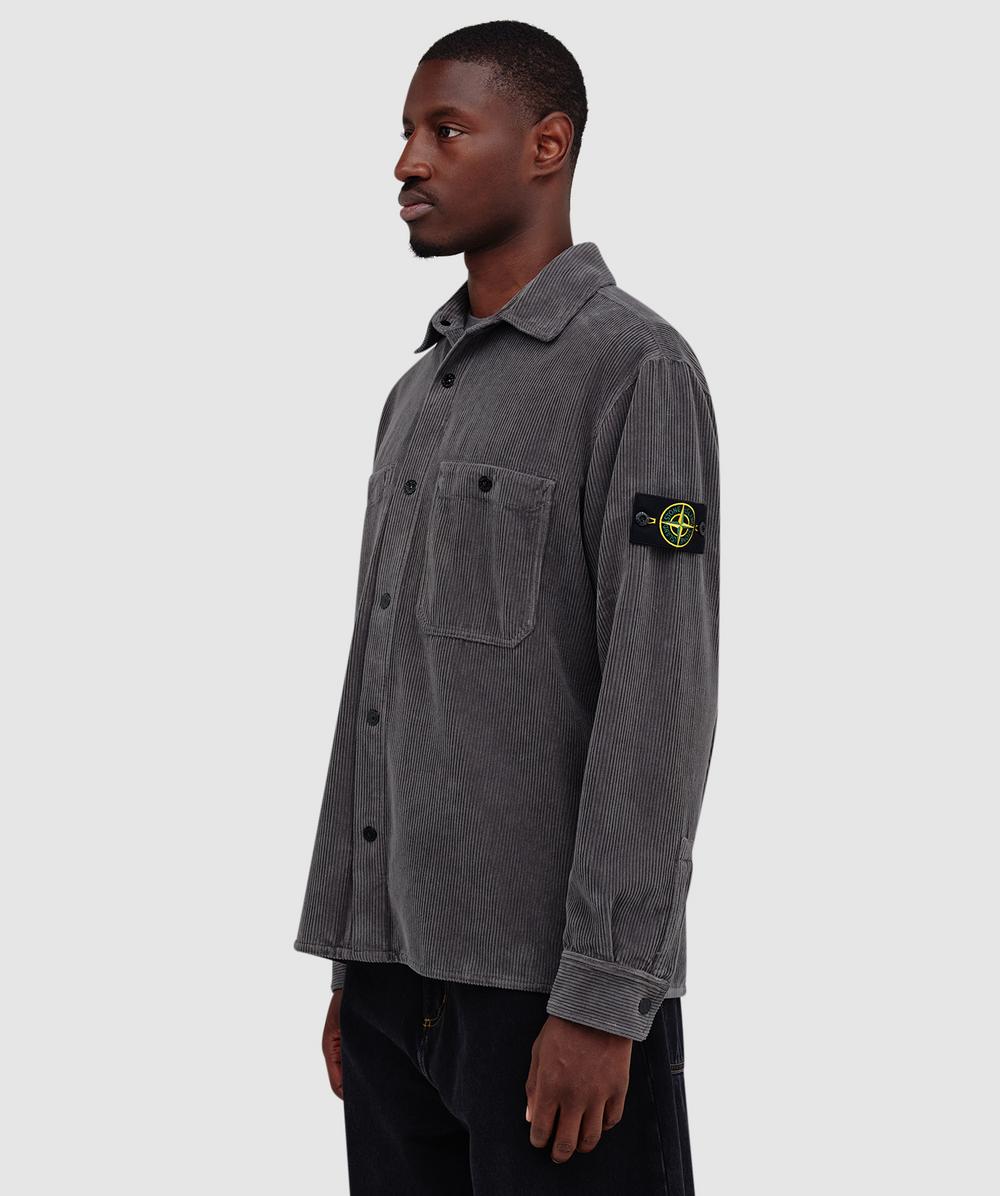 Stone Island 800 corduroy button overshirt | CEMENT | SEVENSTORE