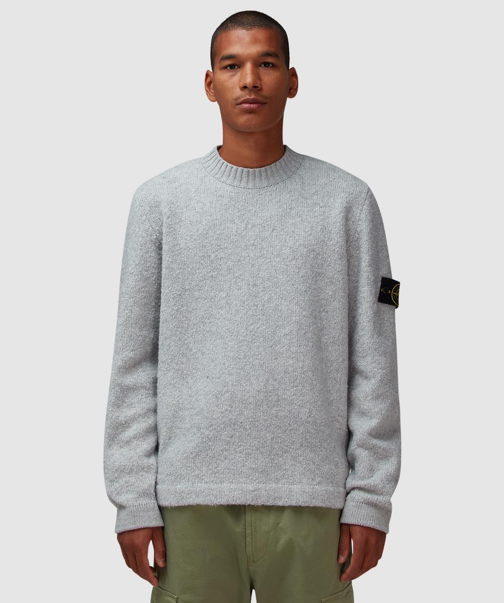 Stone Island Contrasting Melange Sweater (Melange Grey - M) - Size M, Male