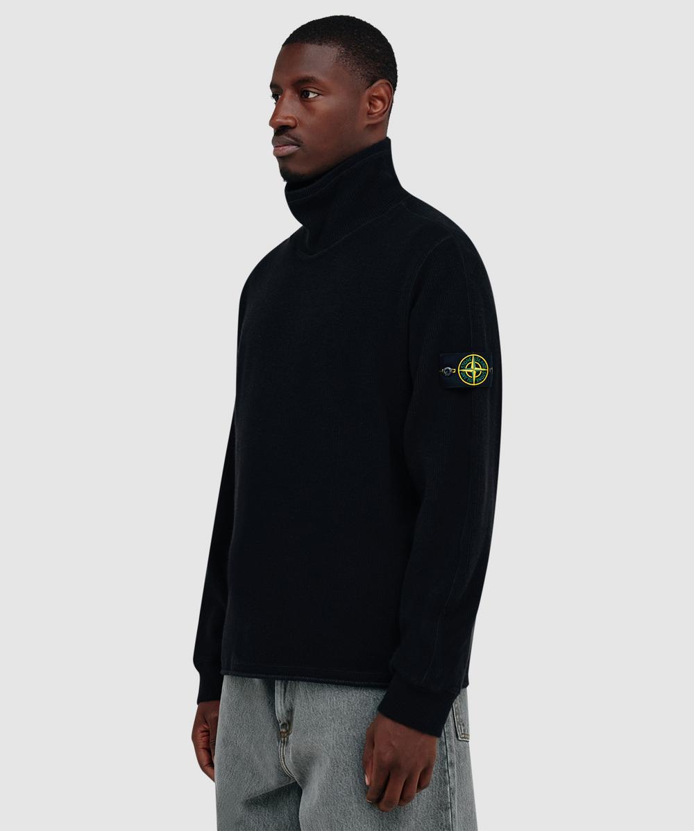 Stone Island Ribbed mock neck sweatshirt | BLACK | SEVENSTORE