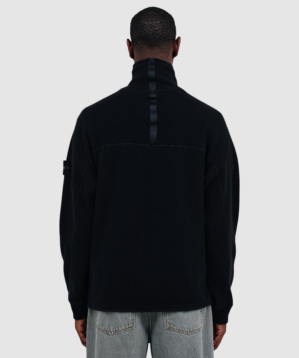 Stone Island Ribbed mock neck sweatshirt | BLACK | SEVENSTORE