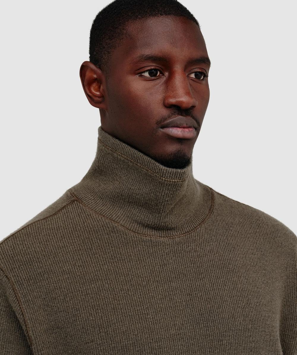 Stone Island Ribbed mock neck sweatshirt | MILITARY GREEN | SEVENSTORE