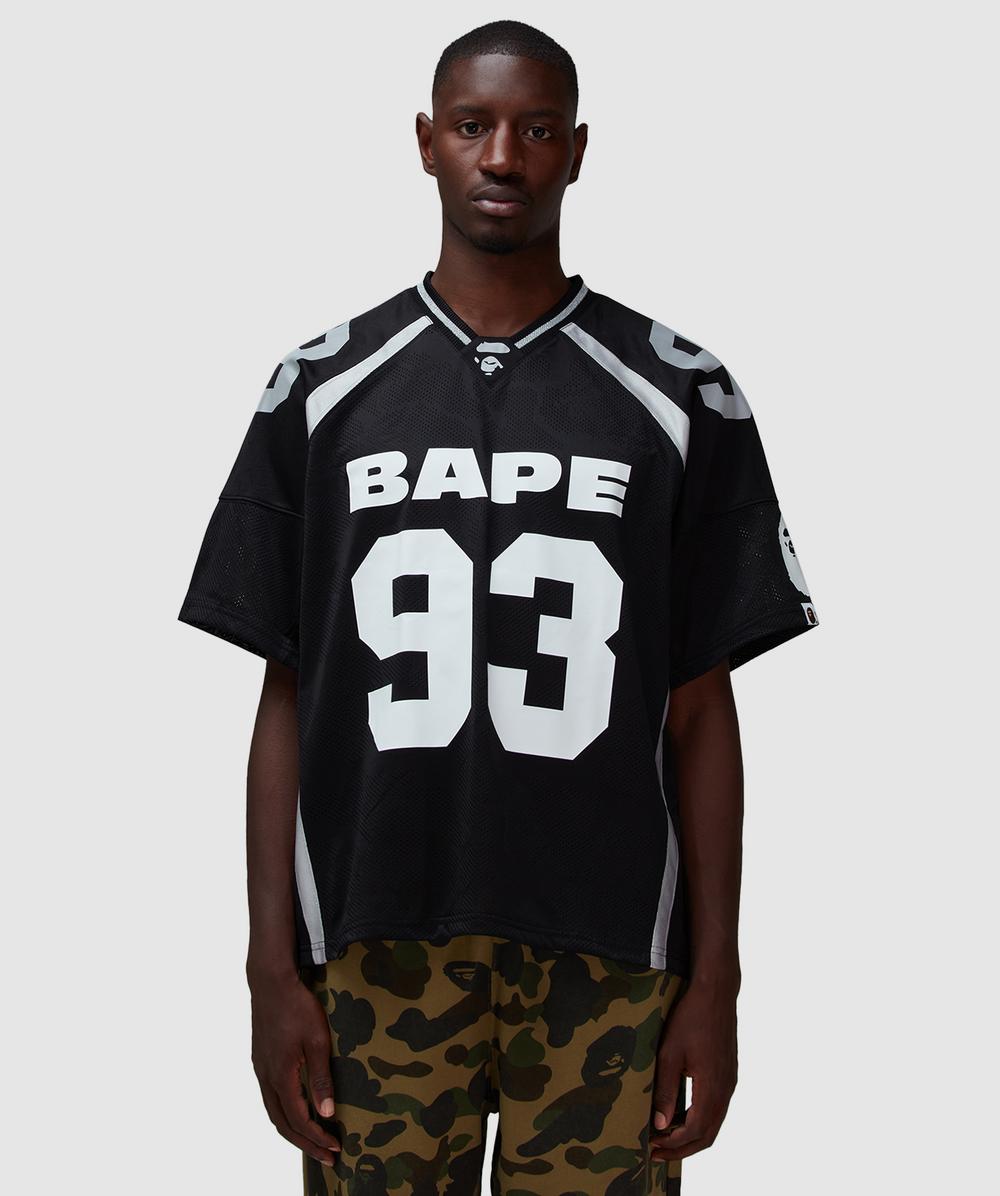 Bape - A Bathing Ape Line Camo Jacquard Football Jersey T-shirt In Black