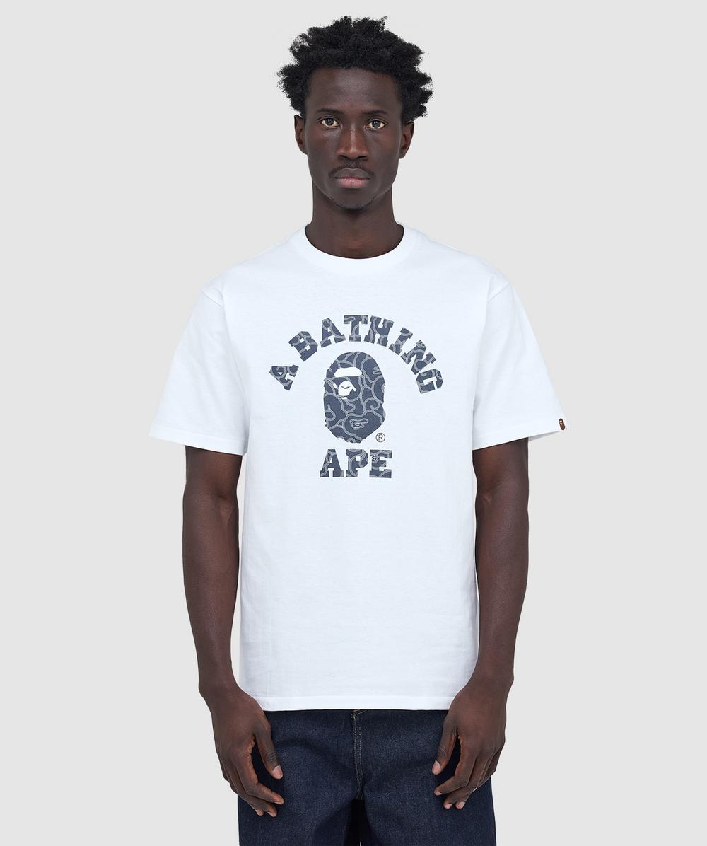 Bape - A Bathing Ape Japanese Cloud Camo College T-shirt In White