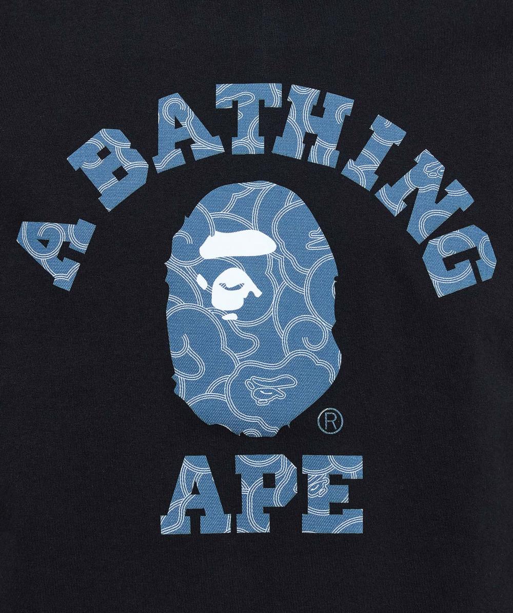 BAPE - A Bathing Ape Japanese cloud camo college t-shirt | BLACK