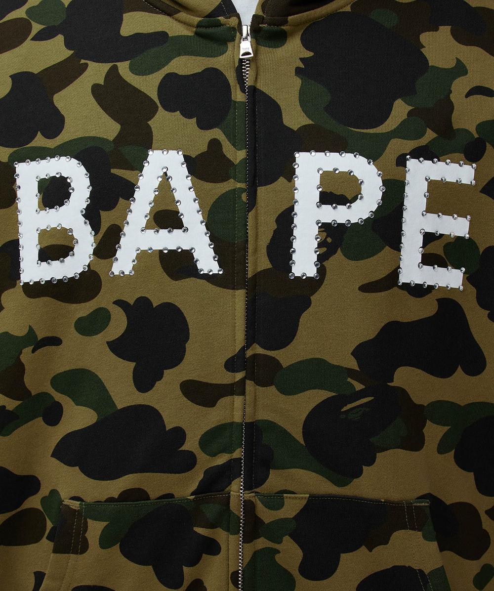 BAPE - A Bathing Ape 1st camo BAPE rhinestone hoodie | GREEN
