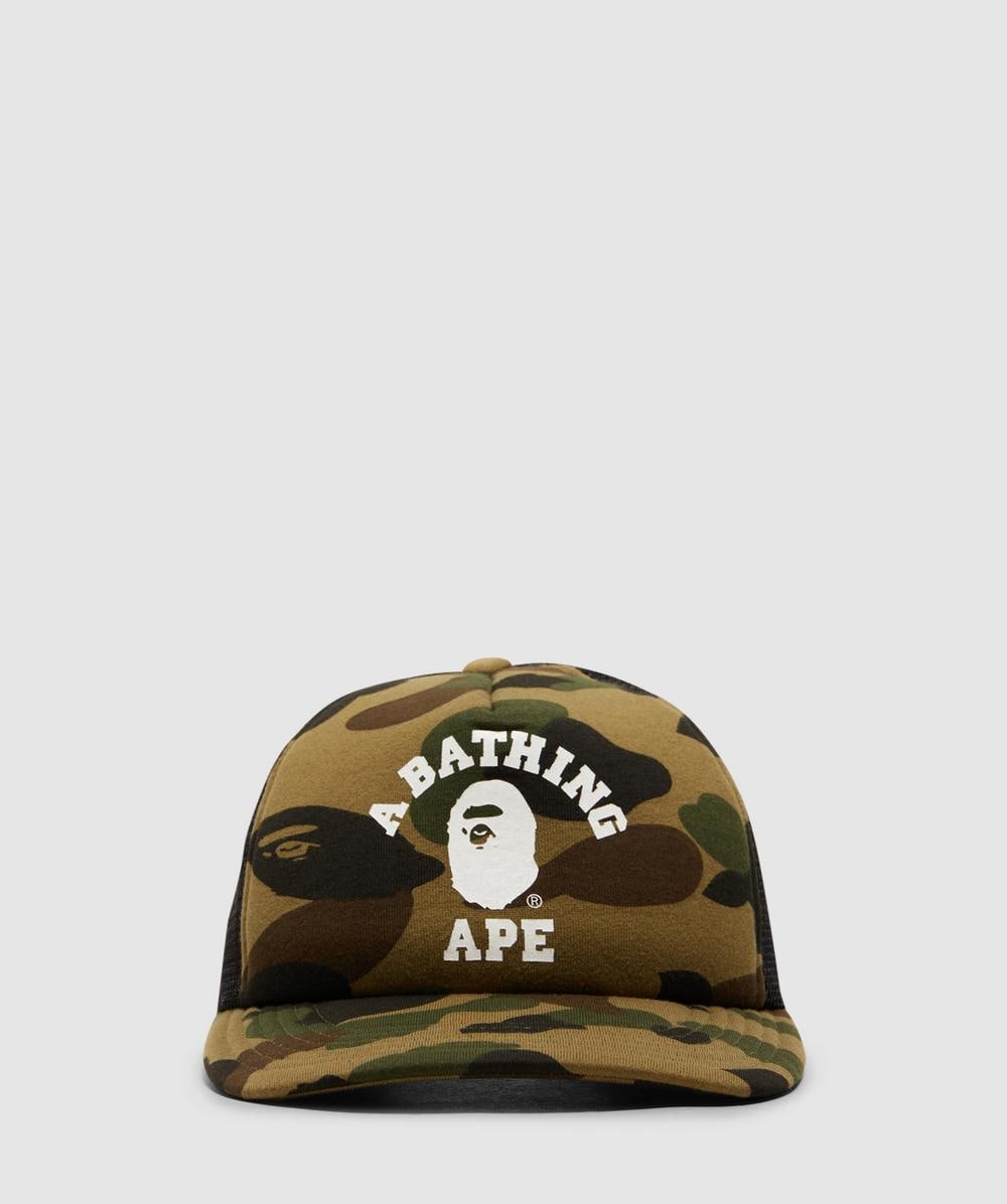 Bape - A Bathing Ape 1st Camo College Mesh Cap In Green