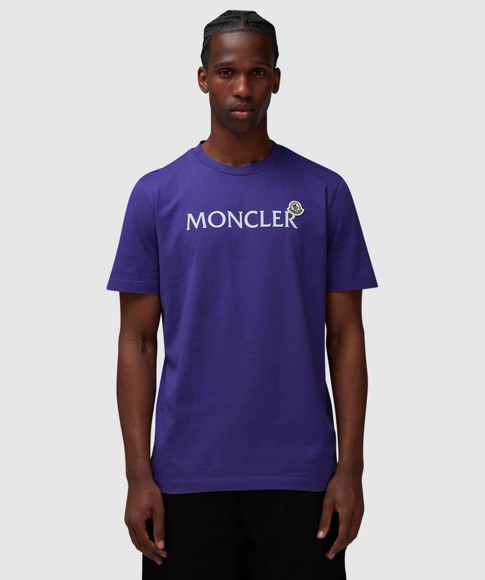 Moncler Double Logo Script T-Shirt (Blue - L) - Size L, Unisex