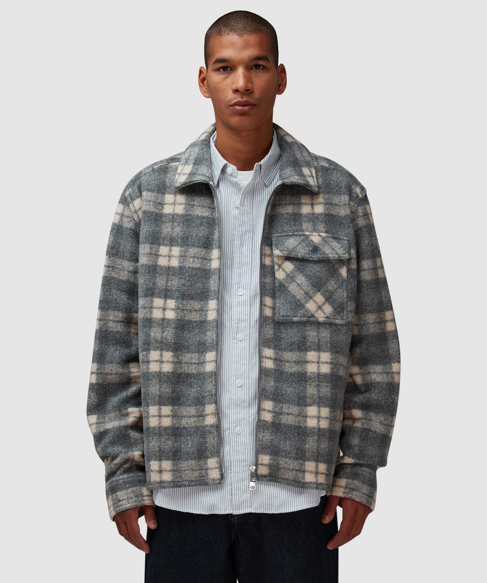 Moncler Plaid Overshirt In Blue