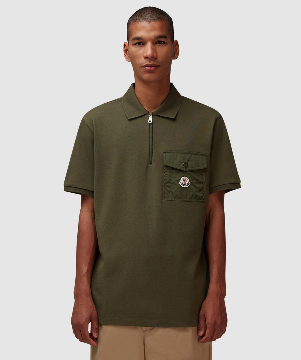 Moncler Piquet Pocket Polo Shirt (Khaki - L) - Size L, Male