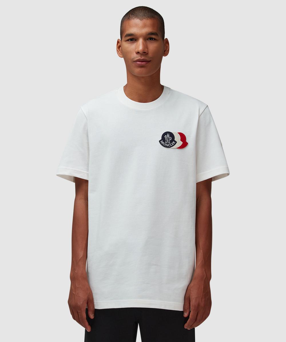 Moncler Triple logo badge t-shirt | WHITE | SEVENSTORE