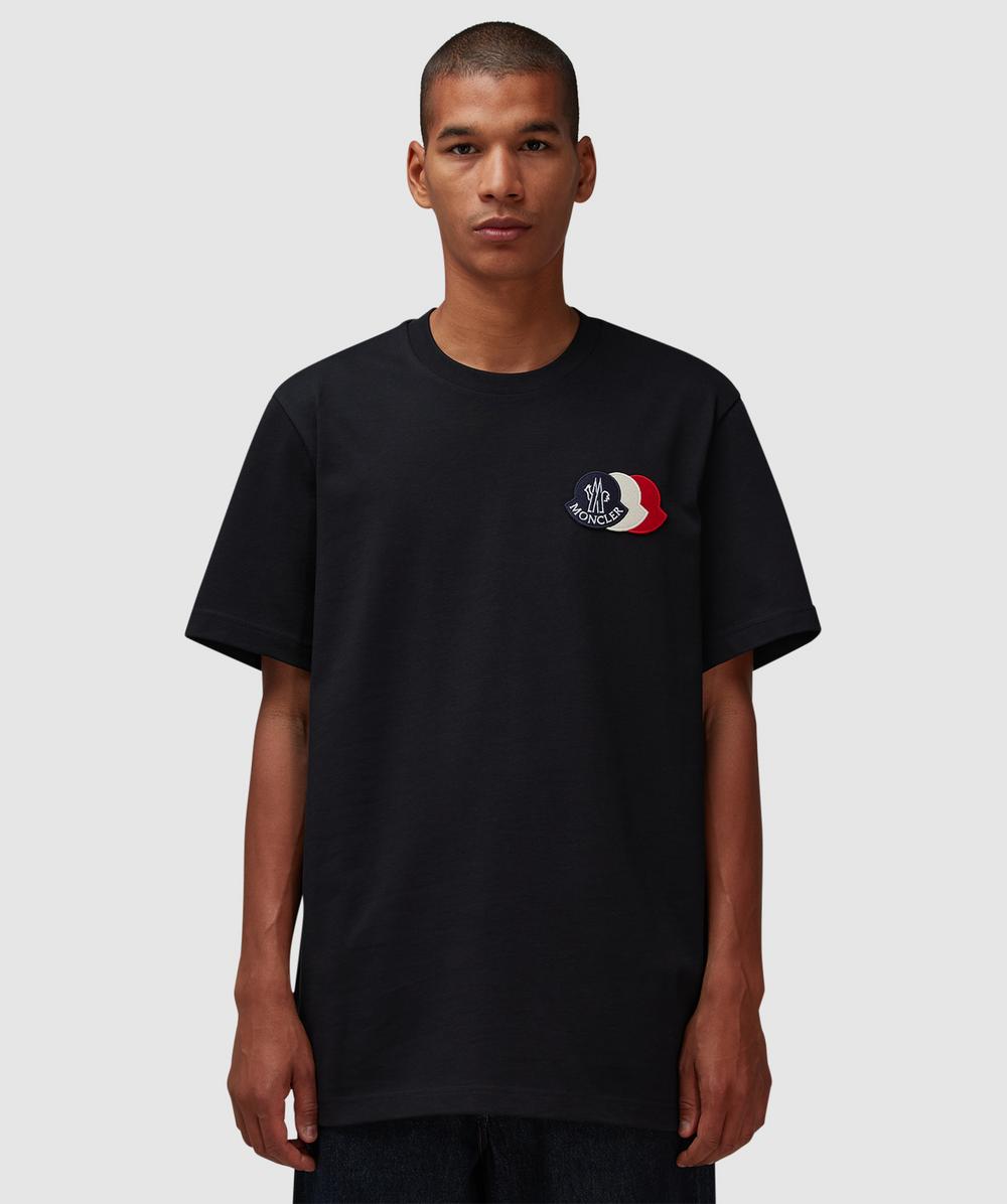 Moncler Triple Logo Badge T-shirt In Blue