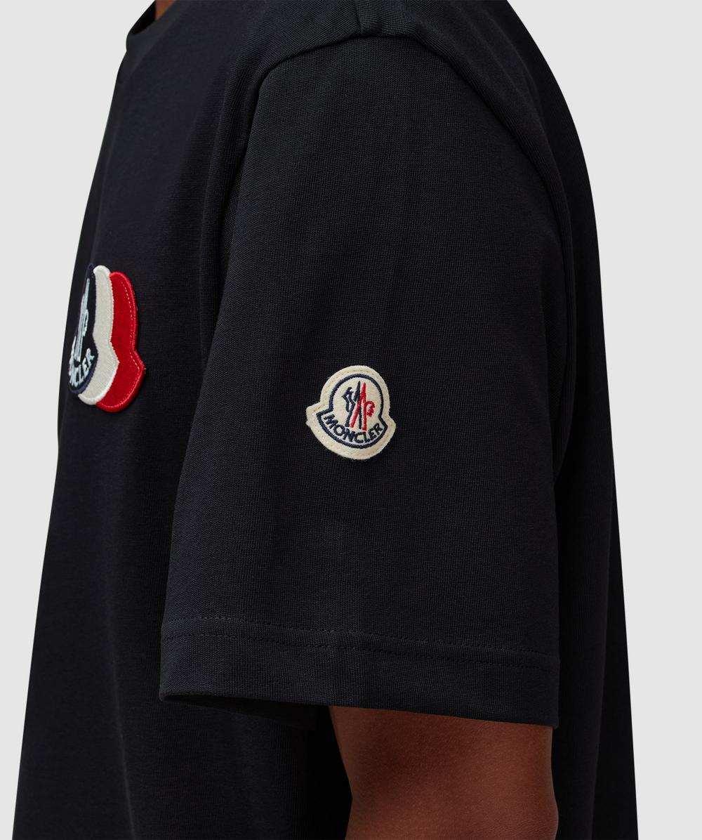 新品 MONCLER 三連LOGOパッチ Tシャツ L Moncler Triple logo badge t-shirt | NAVY | SEVENSTORE